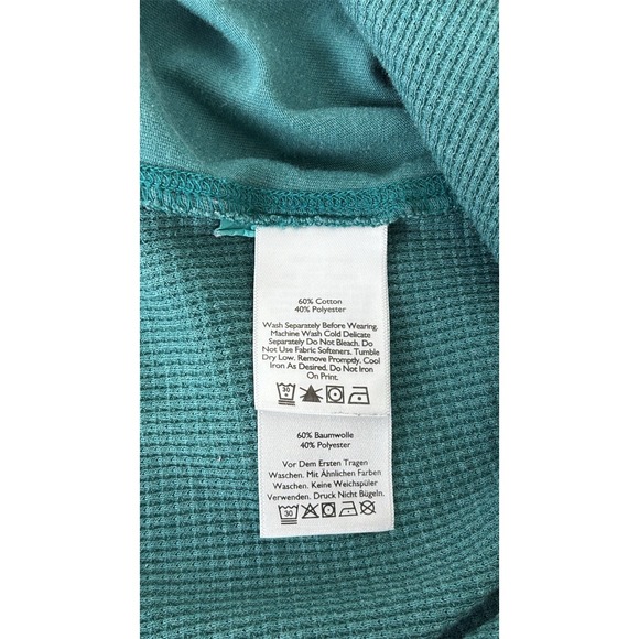 Eddie Bauer Waffle Knit Henley Shirt Thermal Top Womens XL Teal 90s Y2K Outdoor - Picture 6 of 11